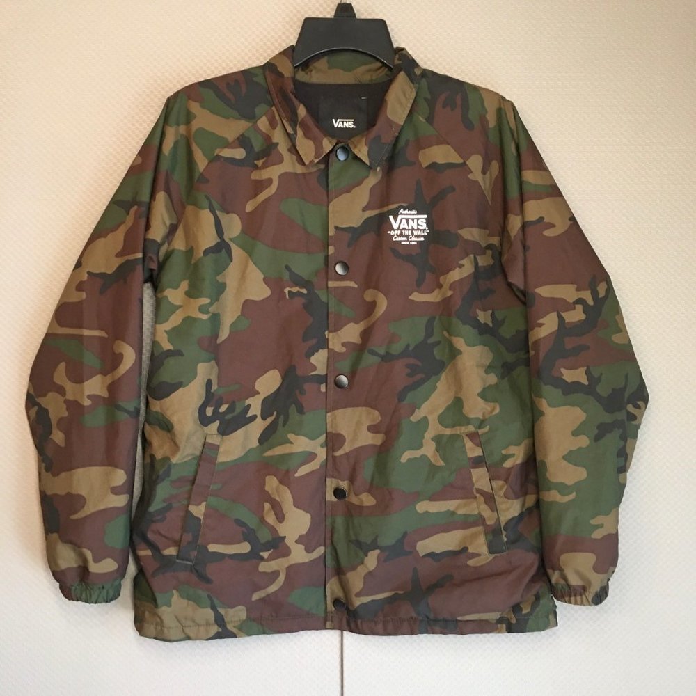 Vans Youth Green Camo Snap Collar Jacket Polyester X-Large